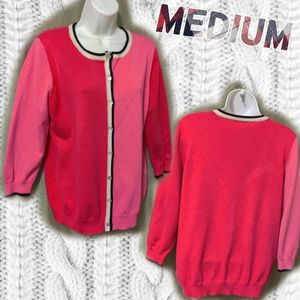 🗺️JOSEPH A qu' est-ce quec'est Silk Cardigan Block Sweater Pink ¾ length sleeve